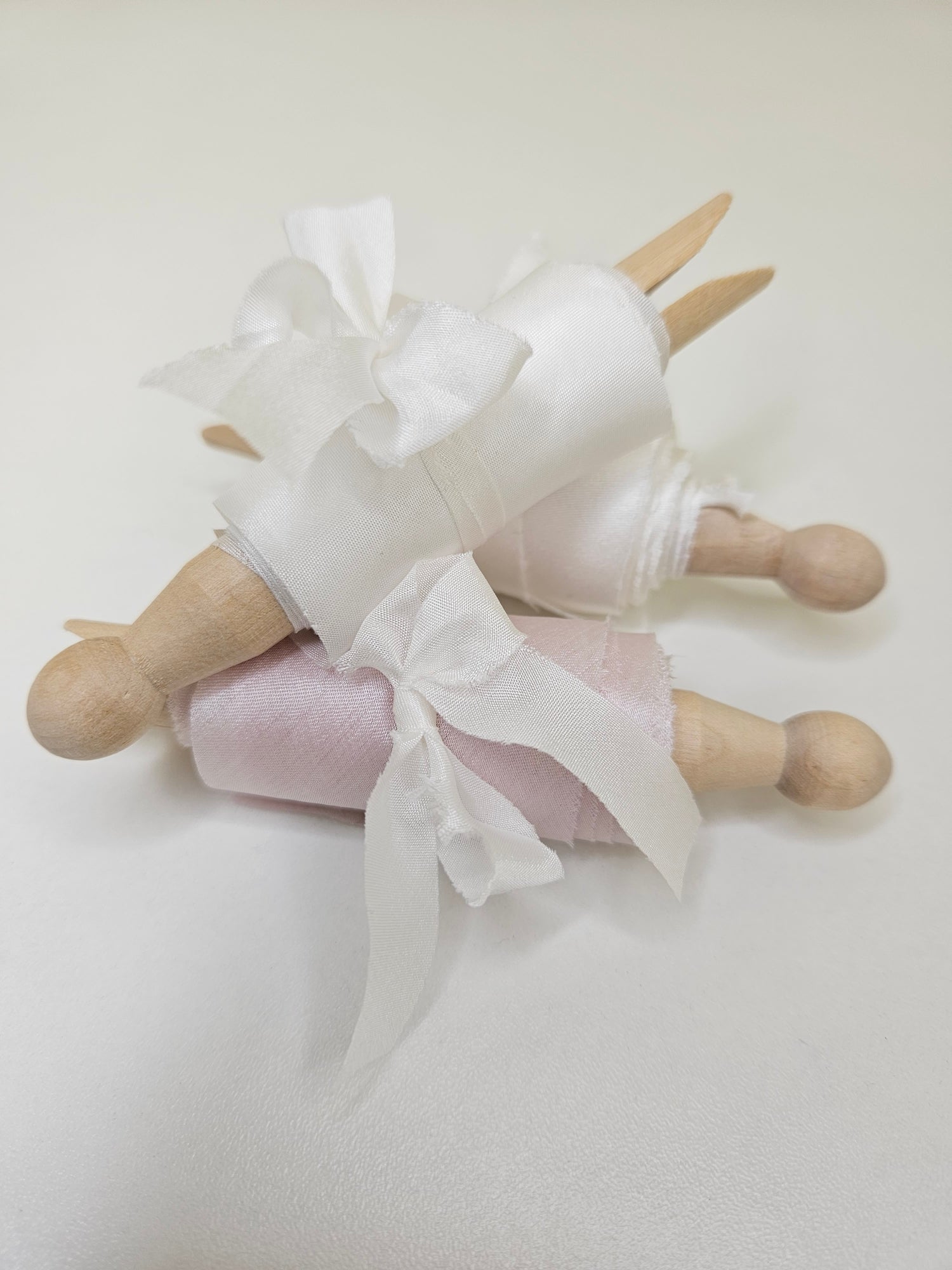 Silk Ribbon in Soft White and Soft Pink - an optional add-on to the Bridal Bloom Box.