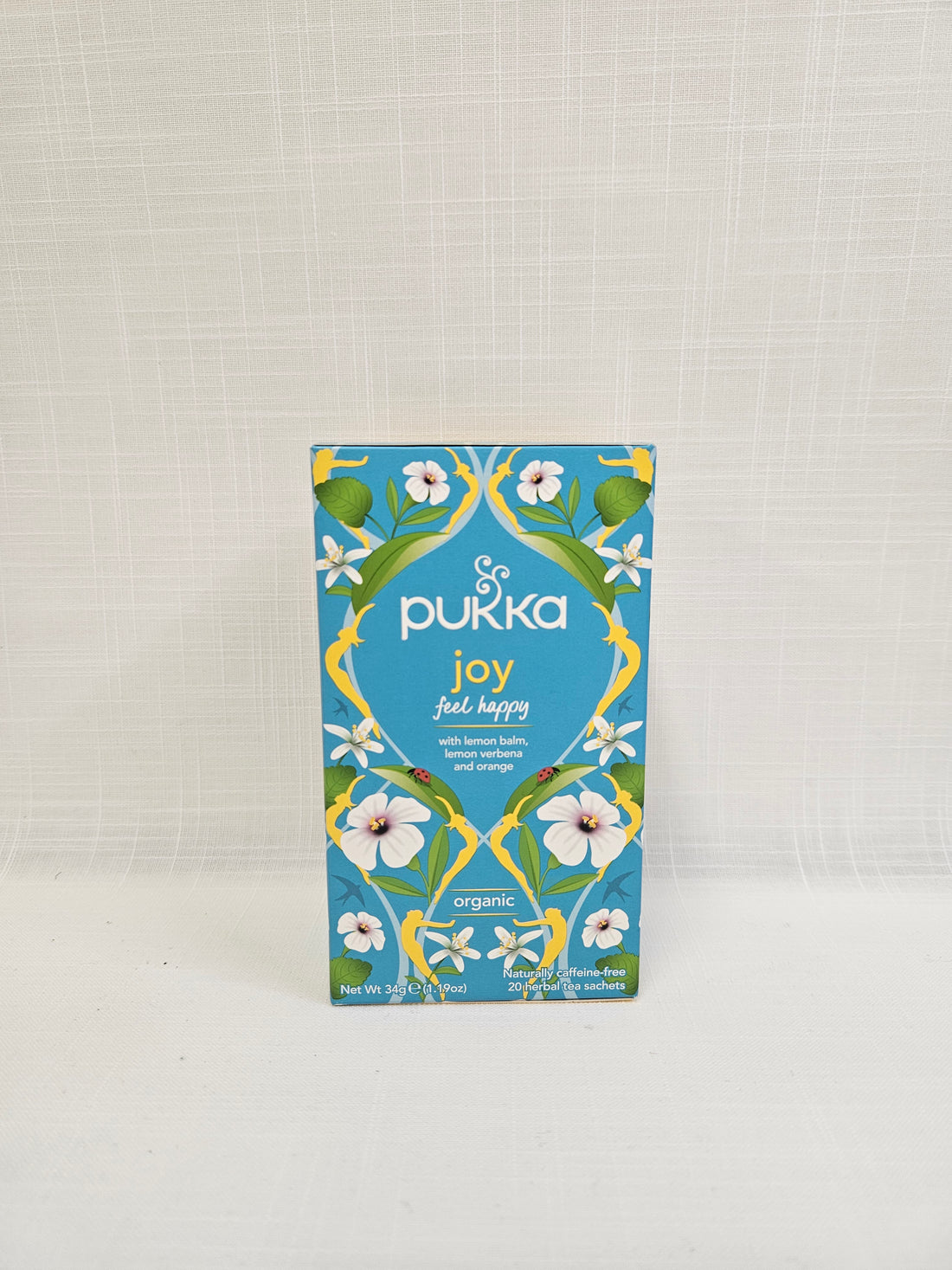 A box of Joy Tea by Pukka.