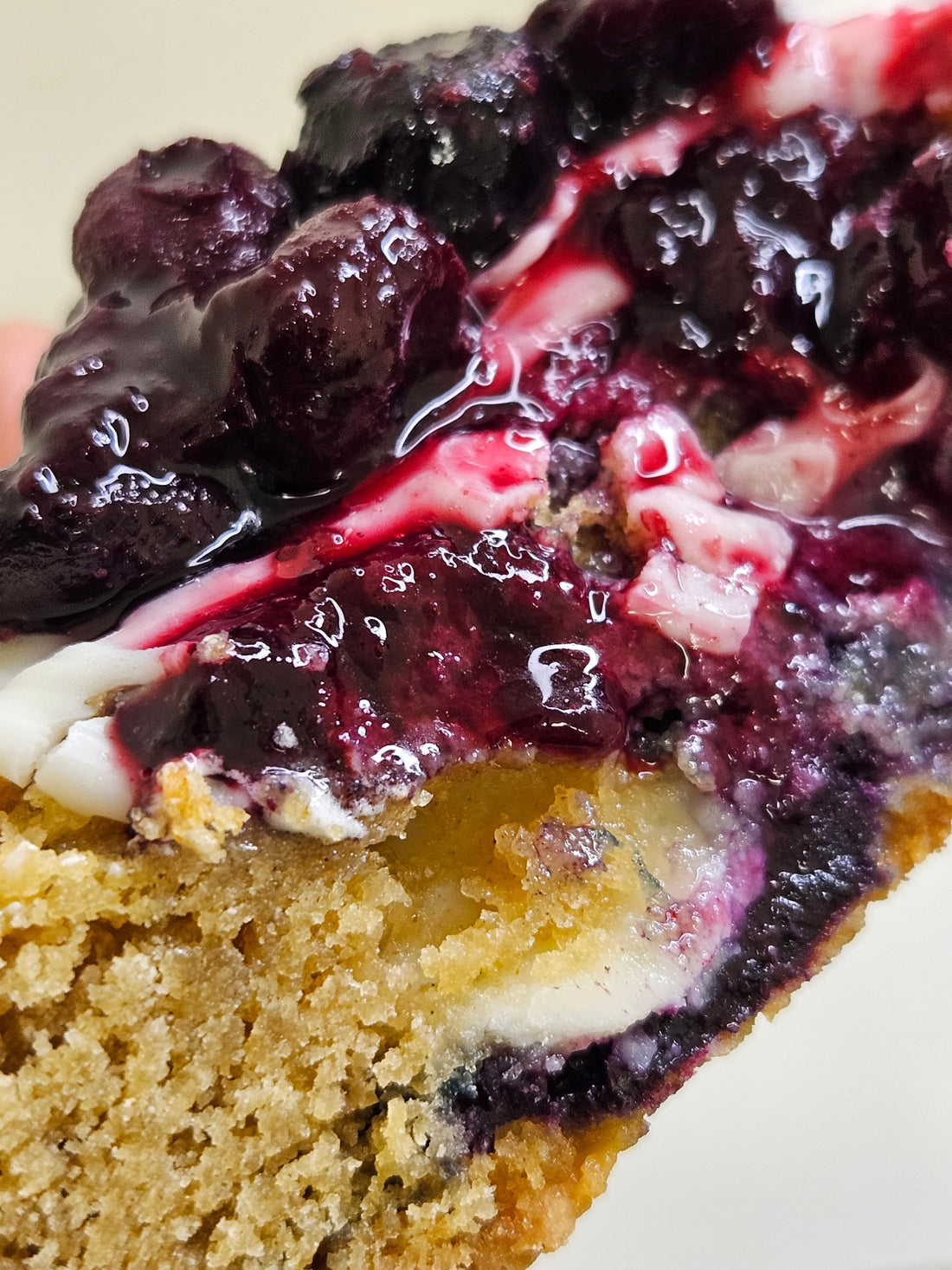 Cross-section of the Blueberry &amp; White Chocolate flavour from the Boujee Bird Biscuit Box.