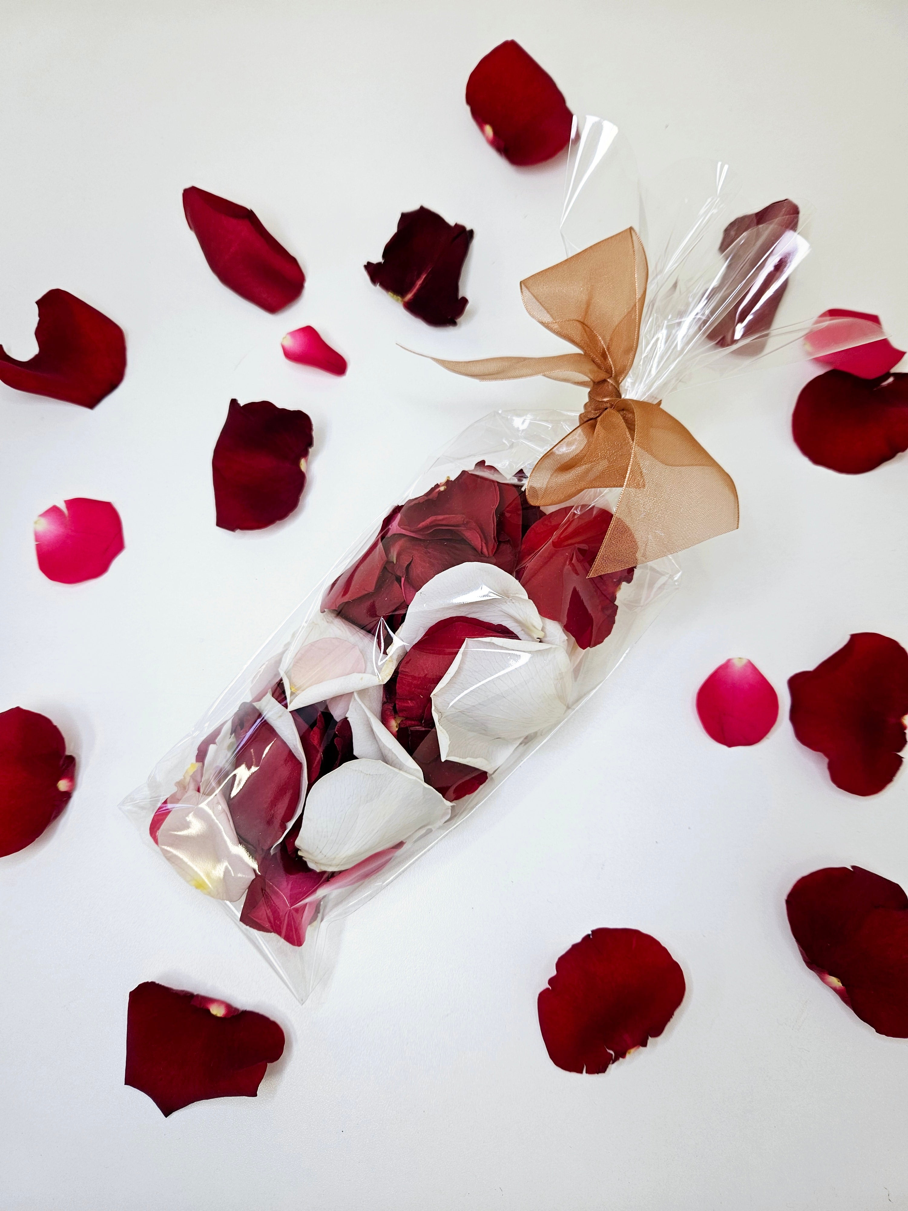 bag of fresh rose petals